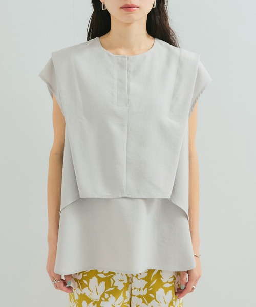 LE CERCLE par rope'（ルセルクルパーロペ）の「【セットアップ対応】タンブラーブッチャー2WAYヘムタックブラウス（シャツ/ブラウス・レディース・チャコールグレー/ライトグレー/サックスブルー/キャメル/ダークブラウン・FREE）」の22枚目の写真