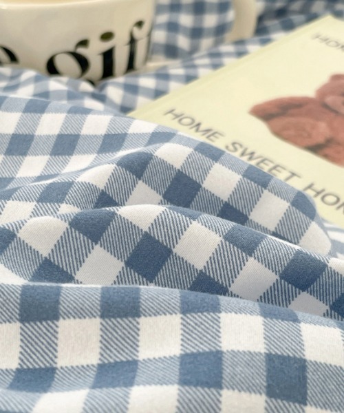 SHEPP(シープ)の「ギンガムチェック ストライプ ベッドカバー4点セット(寝具・レディース・ブラウン/レッド/ブルー系その他/ブラック/ブルー/ブラック系その他・F)」の7枚目の写真