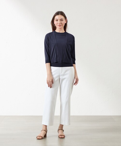 amaca（アマカ）の「シャイニーコットン混ボレロ（カーディガン/ボレロ・レディース・ネイビー/ピンク系その他2/グリーン系その他/オフホワイト・38）」の12枚目の写真