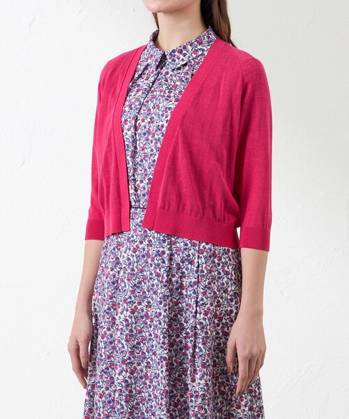 amaca（アマカ）の「シャイニーコットン混ボレロ（カーディガン/ボレロ・レディース・ネイビー/ピンク系その他2/グリーン系その他/オフホワイト・38）」の6枚目の写真