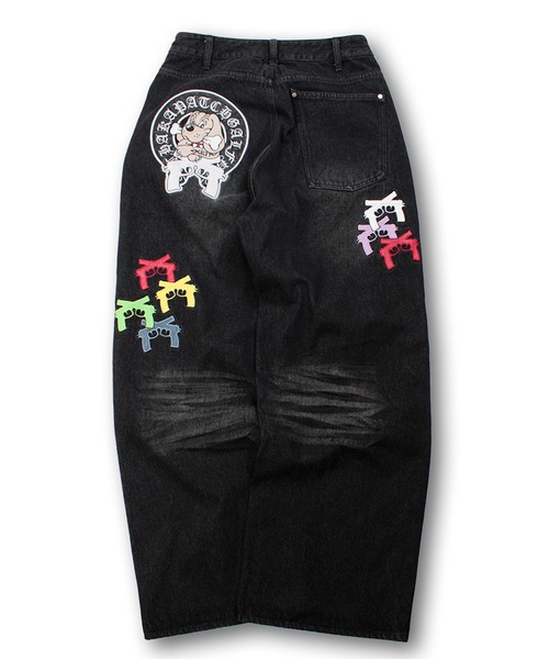 GALFY ガルフィー　チャカパッチデニムパンツ　ズボン　ボトムス　黒 GALFY (ガルフィー) チャカパッチデニム BLACK / ロック