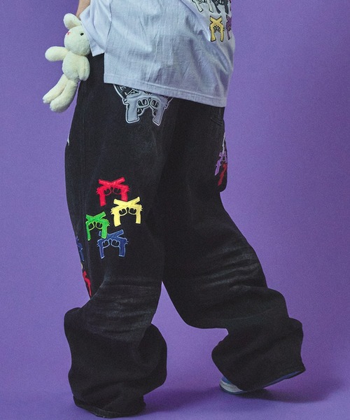 GALFY CRUTCH BRAND キャラクター刺繍デニムパンツ GALFY CRUTCH BRAND キャラクター刺繍デニムパンツ