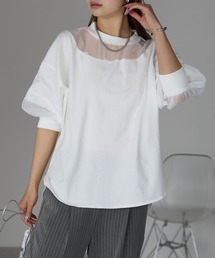 オーガンジー切替Tシャツ