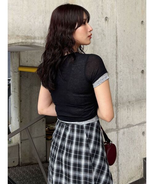 MURUA（ムルーア）の「ヘンリーネックレイヤードトップス（Tシャツ/カットソー・レディース・グレー/ブラック/ブラウン・FREE）」の11枚目の写真