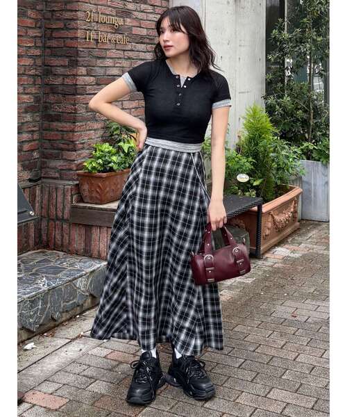 MURUA（ムルーア）の「ヘンリーネックレイヤードトップス（Tシャツ/カットソー・レディース・グレー/ブラック/ブラウン・FREE）」の14枚目の写真