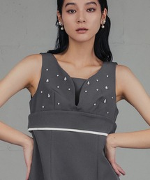 セール】ドレープビスチェフロッキードレス / draped bustier flocky