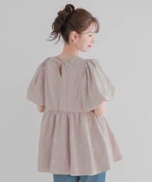 セール】ドット刺繍スカラップカラーギャザートップス（その他トップス
