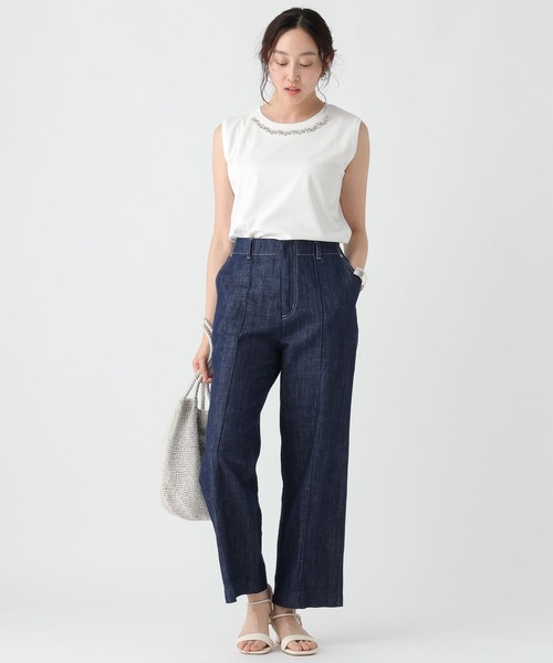Elura(エルーラ)の「サマ見えビジューTシャツ/318898(Tシャツ/カットソー・レディース・ブラック/チャコールグレー/ブラック系その他/オフホワイト/ホワイト・FREE)」の12枚目の写真