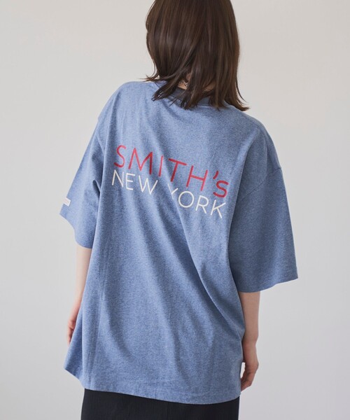 SMITH'S(スミス)の「SMITH’S(スミス)別注NYプリントリンガーTシャツ(Tシャツ/カットソー・メンズ・コバルトブルー/ライトグレー・M/S/XL/L)」の1枚目の写真