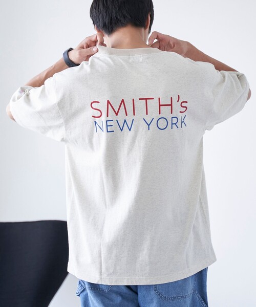 SMITH'S(スミス)の「SMITH’S(スミス)別注NYプリントリンガーTシャツ(Tシャツ/カットソー・メンズ・コバルトブルー/ライトグレー・M/S/XL/L)」の2枚目の写真