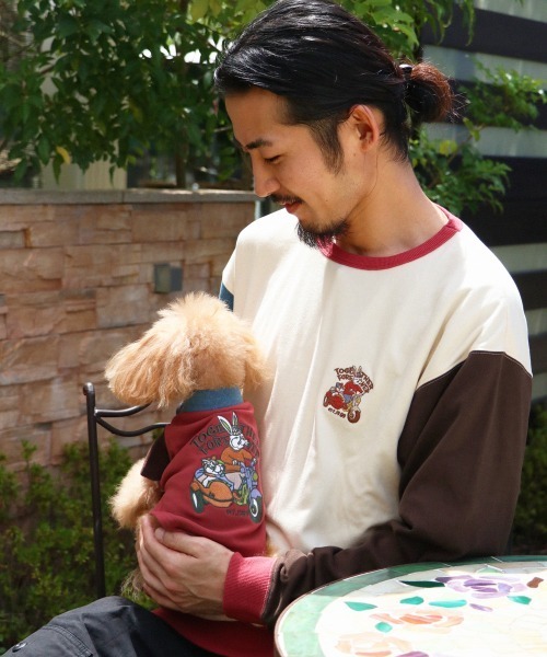 KRIFF MAYER（クリフメイヤー）の「【ストレッチ】もちのび刺繍ロンT（Tシャツ/カットソー・メンズ・ダークブルー/ダークブラウン/カラフル/レッド/グレー/ナチュラル/ブラック・X-LARGE/LARGE/MEDIUM）」の7枚目の写真