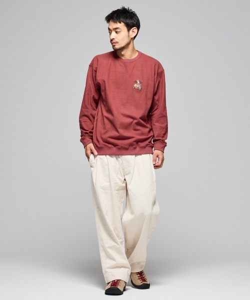 KRIFF MAYER（クリフメイヤー）の「【ストレッチ】もちのび刺繍ロンT（Tシャツ/カットソー・メンズ・ダークブルー/ダークブラウン/カラフル/レッド/グレー/ナチュラル/ブラック・X-LARGE/LARGE/MEDIUM）」の19枚目の写真