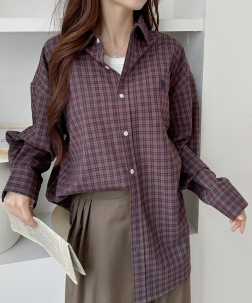 U.S. POLO ASSN.(ユーエスポロアッスン)の「【U.S. POLO ASSN】グランパチェック レギュラーカラー ロングシャツ(シャツ/ブラウス・レディース・ダークグレー/ネイビー/ライトブルー/ブラウン・M/L)」の5枚目の写真