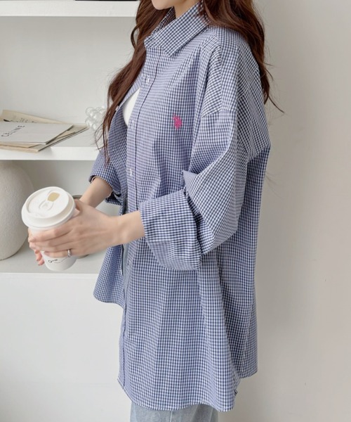 U.S. POLO ASSN.(ユーエスポロアッスン)の「【U.S. POLO ASSN】グランパチェック レギュラーカラー ロングシャツ(シャツ/ブラウス・レディース・ダークグレー/ネイビー/ライトブルー/ブラウン・M/L)」の22枚目の写真