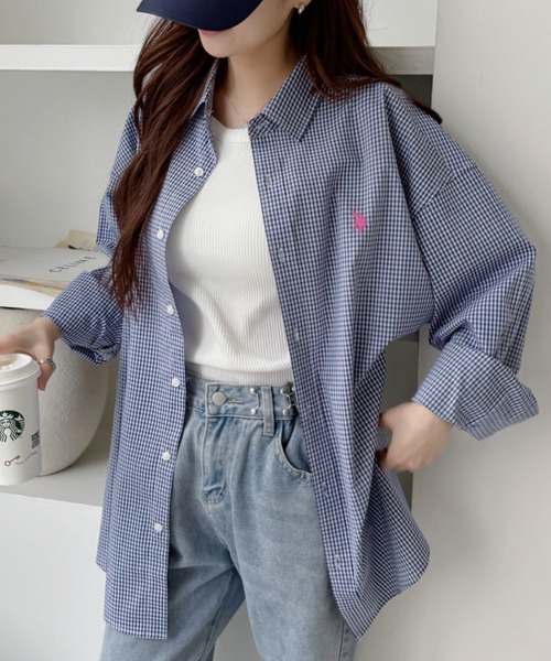 U.S. POLO ASSN.(ユーエスポロアッスン)の「【U.S. POLO ASSN】グランパチェック レギュラーカラー ロングシャツ(シャツ/ブラウス・レディース・ダークグレー/ネイビー/ライトブルー/ブラウン・M/L)」の8枚目の写真