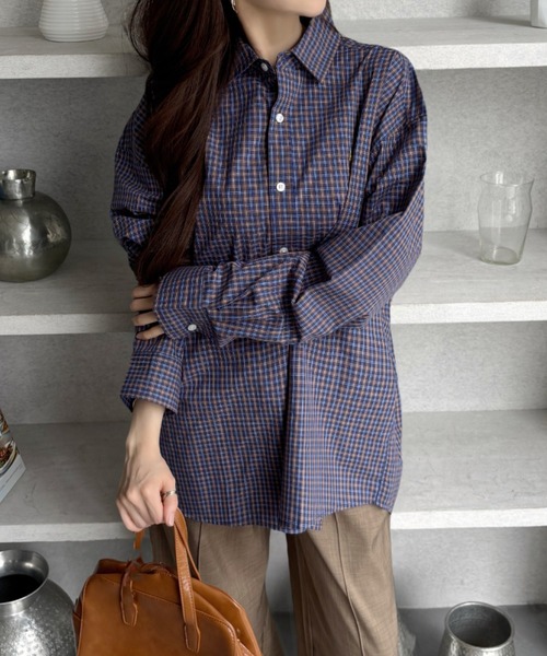 U.S. POLO ASSN.(ユーエスポロアッスン)の「【U.S. POLO ASSN】グランパチェック レギュラーカラー ロングシャツ(シャツ/ブラウス・レディース・ダークグレー/ネイビー/ライトブルー/ブラウン・M/L)」の10枚目の写真