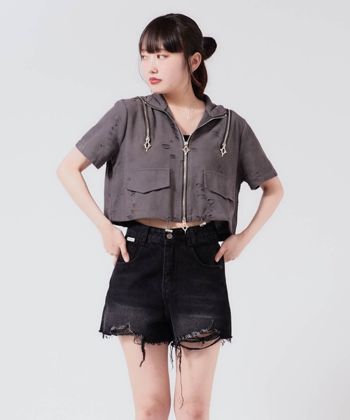 セール】Cropped Zip Tops / クロップド ZIPトップス（Tシャツ