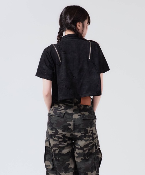 トップス♡ Cropped Zip Tops / クロップド ZIPトップス（Tシャツ/カットソー