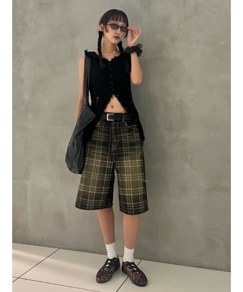 BLEACH CHECK M/PT ブリーチ チェック ミドルパンツ 夏服 秋服