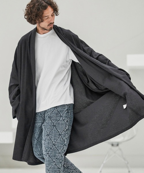CAMBIO（カンビオ）の「mcg3660-Cotton Rayon Brushed KIMONO Like Gown ガウン（カーディガン/ボレロ・メンズ・ブラック/チャコール/ネイビー・S/M/L）」の4枚目の写真