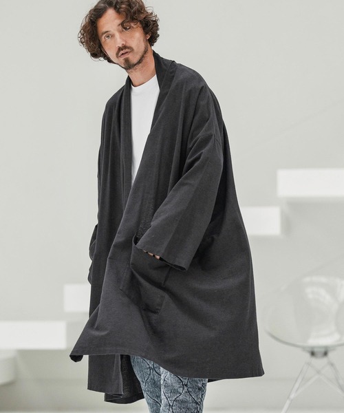 CAMBIO（カンビオ）の「mcg3660-Cotton Rayon Brushed KIMONO Like Gown ガウン（カーディガン/ボレロ・メンズ・ブラック/チャコール/ネイビー・S/M/L）」の5枚目の写真