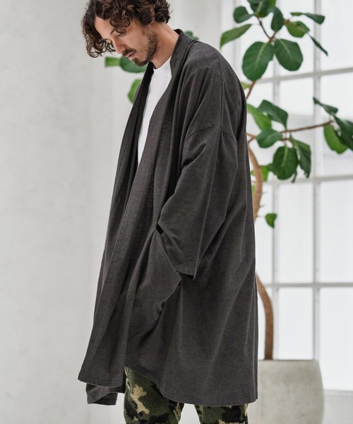 CAMBIO（カンビオ）の「mcg3660-Cotton Rayon Brushed KIMONO Like Gown ガウン（カーディガン/ボレロ・メンズ・ブラック/チャコール/ネイビー・S/M/L）」の12枚目の写真