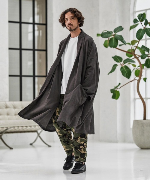 CAMBIO（カンビオ）の「mcg3660-Cotton Rayon Brushed KIMONO Like Gown ガウン（カーディガン/ボレロ・メンズ・ブラック/チャコール/ネイビー・S/M/L）」の13枚目の写真