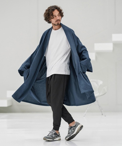 CAMBIO（カンビオ）の「mcg3660-Cotton Rayon Brushed KIMONO Like Gown ガウン（カーディガン/ボレロ・メンズ・ブラック/チャコール/ネイビー・S/M/L）」の19枚目の写真