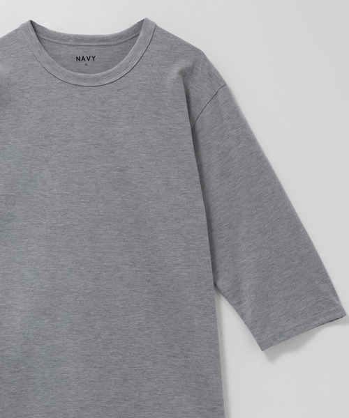 NAVY(ネイビー)の「NAVY 抗菌天竺7分袖Tシャツ【抗菌防臭加工】(Tシャツ/カットソー・メンズ・杢グレー/オフホワイト/ブラック/グレイッシュベージュ/チャコールグレー・M/S/XL/L)」の4枚目の写真