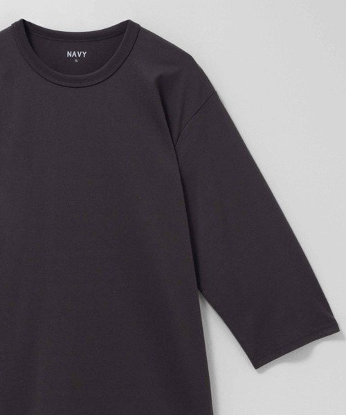 NAVY(ネイビー)の「NAVY 抗菌天竺7分袖Tシャツ【抗菌防臭加工】(Tシャツ/カットソー・メンズ・杢グレー/オフホワイト/ブラック/グレイッシュベージュ/チャコールグレー・M/S/XL/L)」の3枚目の写真