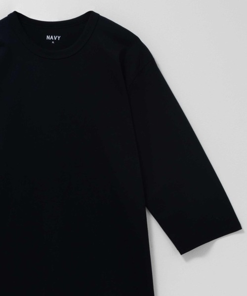 NAVY(ネイビー)の「NAVY 抗菌天竺7分袖Tシャツ【抗菌防臭加工】(Tシャツ/カットソー・メンズ・杢グレー/オフホワイト/ブラック/グレイッシュベージュ/チャコールグレー・M/S/XL/L)」の1枚目の写真
