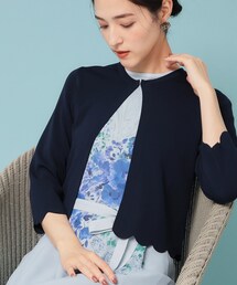 【人気シリーズ/4色展開】スカラップ7分袖ボレロ