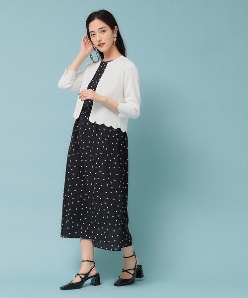 Sunauna(スーナウーナ)の「【人気シリーズ/4色展開】スカラップ7分袖ボレロ(カーディガン/ボレロ・レディース・ベビーピンク/グリーン系/ネイビー/オフホワイト・40/38)」の7枚目の写真