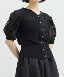THE PERMANENT EYE（ザパーマネントアイ）の「【THE TOKYO/ザトウキョウ】Half Sleeve Lace Knit Cardigan/ハーフスリーブレースニットカーディガン（カーディガン/ボレロ）」