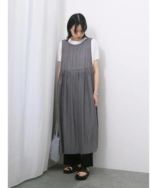 Samansa Mos2 blue(サマンサモスモスブルー)の「◎前後2wayサイドスリットワンピース(ワンピース・レディース・キナリ/ブラック/グレー・F)」の9枚目の写真