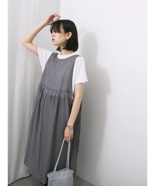 Samansa Mos2 blue(サマンサモスモスブルー)の「◎前後2wayサイドスリットワンピース(ワンピース・レディース・キナリ/ブラック/グレー・F)」の6枚目の写真