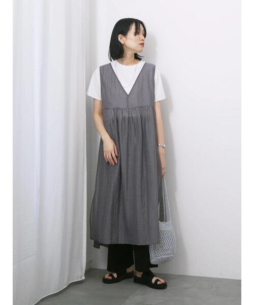 Samansa Mos2 blue(サマンサモスモスブルー)の「◎前後2wayサイドスリットワンピース(ワンピース・レディース・キナリ/ブラック/グレー・F)」の5枚目の写真