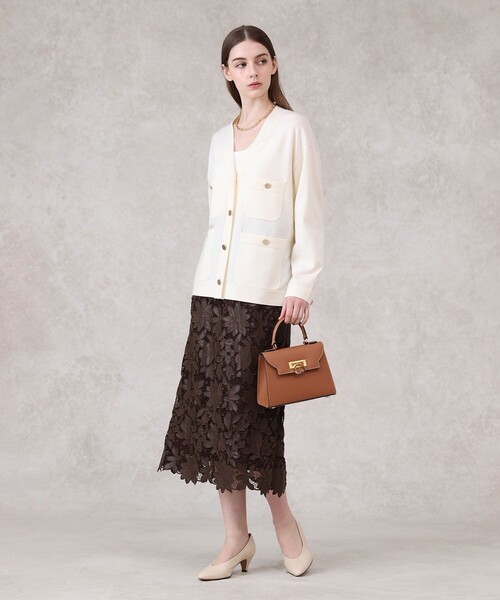 レザーフラワーエンブロイダリー スカート（スカート）｜ANAYI（アナイ