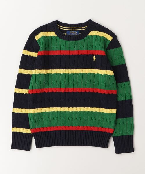 POLO RALPH LAUREN CHILDRENSWEAR(ポロ ラルフ ローレン チルドレンズウェア)の「ストライプド ケーブルニット コットン セーター(ニット/セーター・キッズ・マルチ・XL/L/M/S)」の3枚目の写真