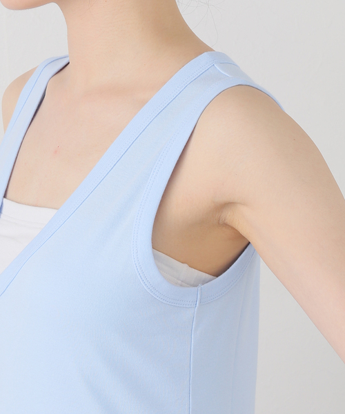 タンクトップ ノースリーブ ONIT COTTON RIB V-NECK TANK TOP 25SSON186：タンクトップ レディース COTTON RIB V-NECK TANK TOP（コットンフライスVネックタンク