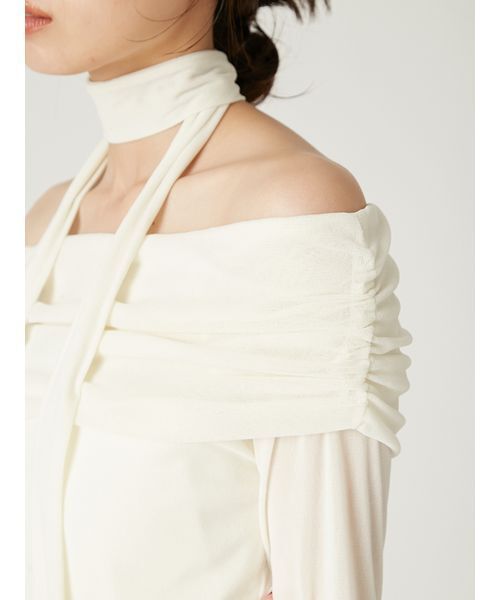 FRAY I.D（フレイアイディー）の「オフショルフロッキーチュールトップス（Tシャツ/カットソー・レディース・アイボリー/ブラック/グレー・F）」の19枚目の写真