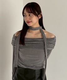 FRAY I.D | オフショルフロッキーチュールトップス(Tシャツ/カットソー)