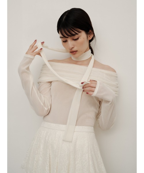 オフショルフロッキーチュールトップス（Tシャツ/カットソー）｜FRAY