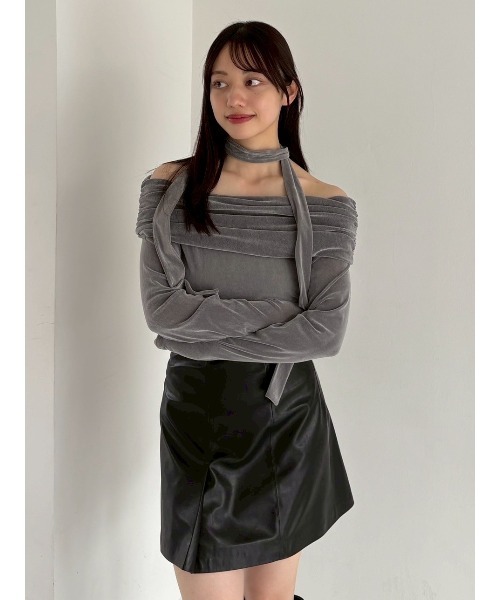 tシャツ オフショルフロッキーチュールトップス レディース FRAY I.D tシャツ オフショルフロッキーチュールトップス