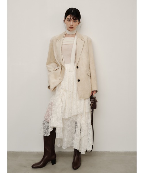 セール】オフショルフロッキーチュールトップス（Tシャツ/カットソー