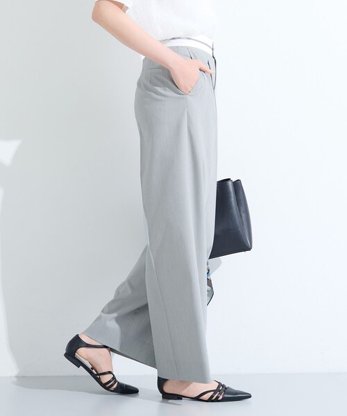 INDIVI（インディヴィ）の「【ウール調素材】ベルトデザインワイドパンツ（その他パンツ・レディース・チャコールグレー/ライトグレー・40/38/36/15 /13/05/19）」の4枚目の写真
