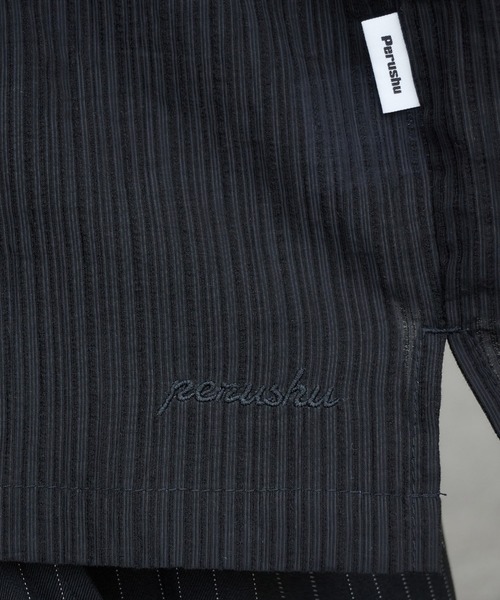 Perushu（ペルーシュ）の「オープンカラー楊柳ドットボタンシアーシャツ（シャツ/ブラウス・メンズ・アイボリー/ブラック/ブルー・MEDIUM/LARGE）」の16枚目の写真