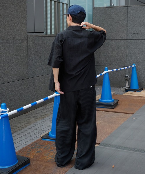 Perushu（ペルーシュ）の「オープンカラー楊柳ドットボタンシアーシャツ（シャツ/ブラウス・メンズ・アイボリー/ブラック/ブルー・MEDIUM/LARGE）」の11枚目の写真