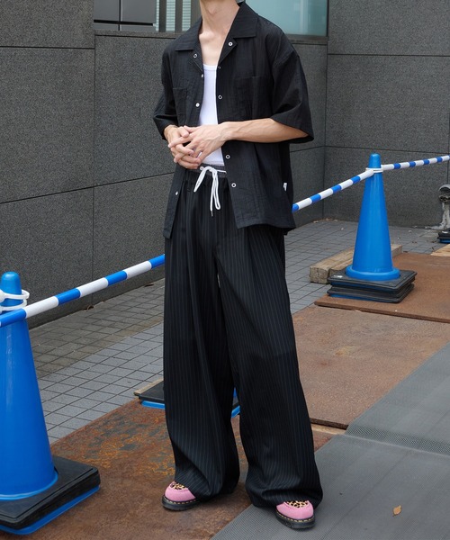 Perushu（ペルーシュ）の「オープンカラー楊柳ドットボタンシアーシャツ（シャツ/ブラウス・メンズ・アイボリー/ブラック/ブルー・MEDIUM/LARGE）」の10枚目の写真