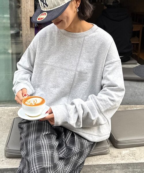 CIAOPANIC TYPY（チャオパニックティピー）の「【ロングシーズン着回し】【ユニセックス】ヴィンテージ切り替えスウェット（スウェット・メンズ・ライトグレー/ブラウン/ブラック/ミント・MEDIUM/LARGE）」の2枚目の写真